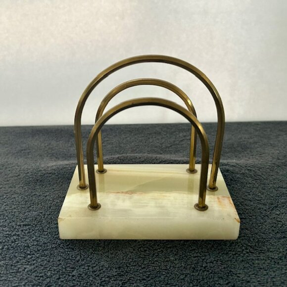 Vintage Onyx & Brass Letter or Napkin Holder - Picture 4 of 6
